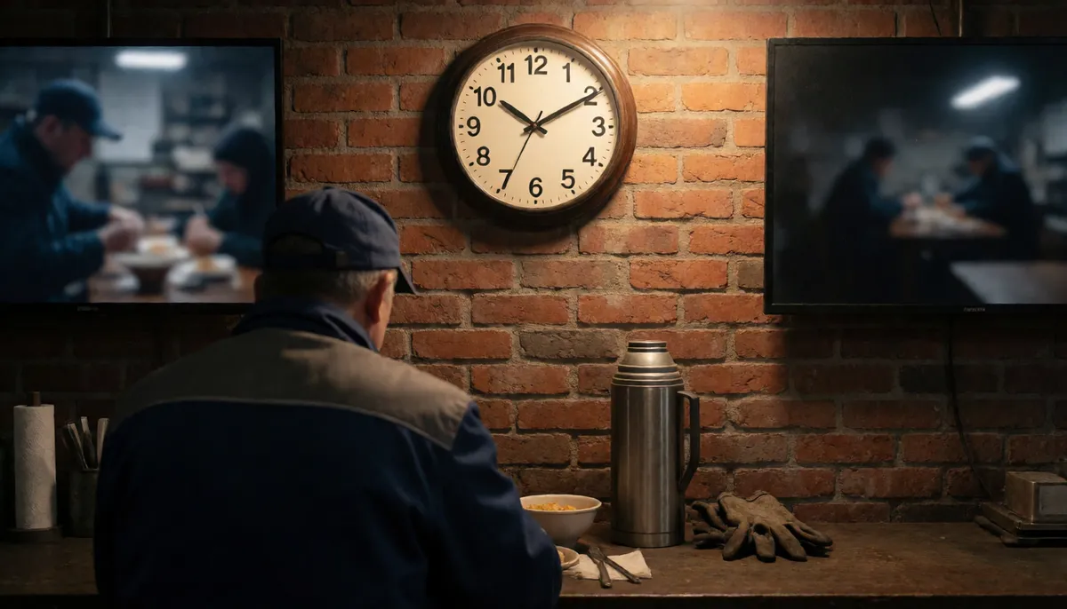 Wall clock above a workbench
