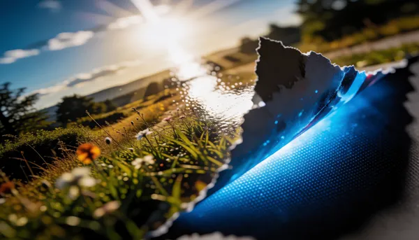 A landscape photo peeling back to reveal glowing data underneath